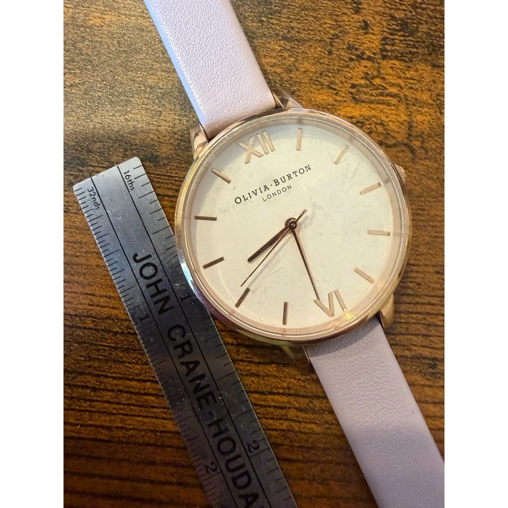 Olivia Burton London Rose Gold Lilac Leather Marble Dial Watch OB16BDW22 OBW0497